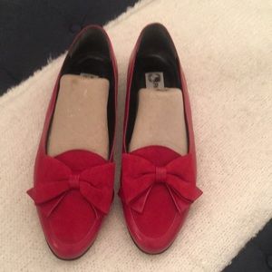 Red leather Italian flats